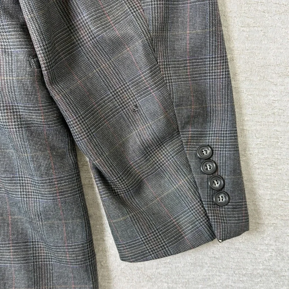 Vintage Cheshire Clothes Men's 42R Blazer‎ Sport Coat Gray Plaid Wool 2 Button